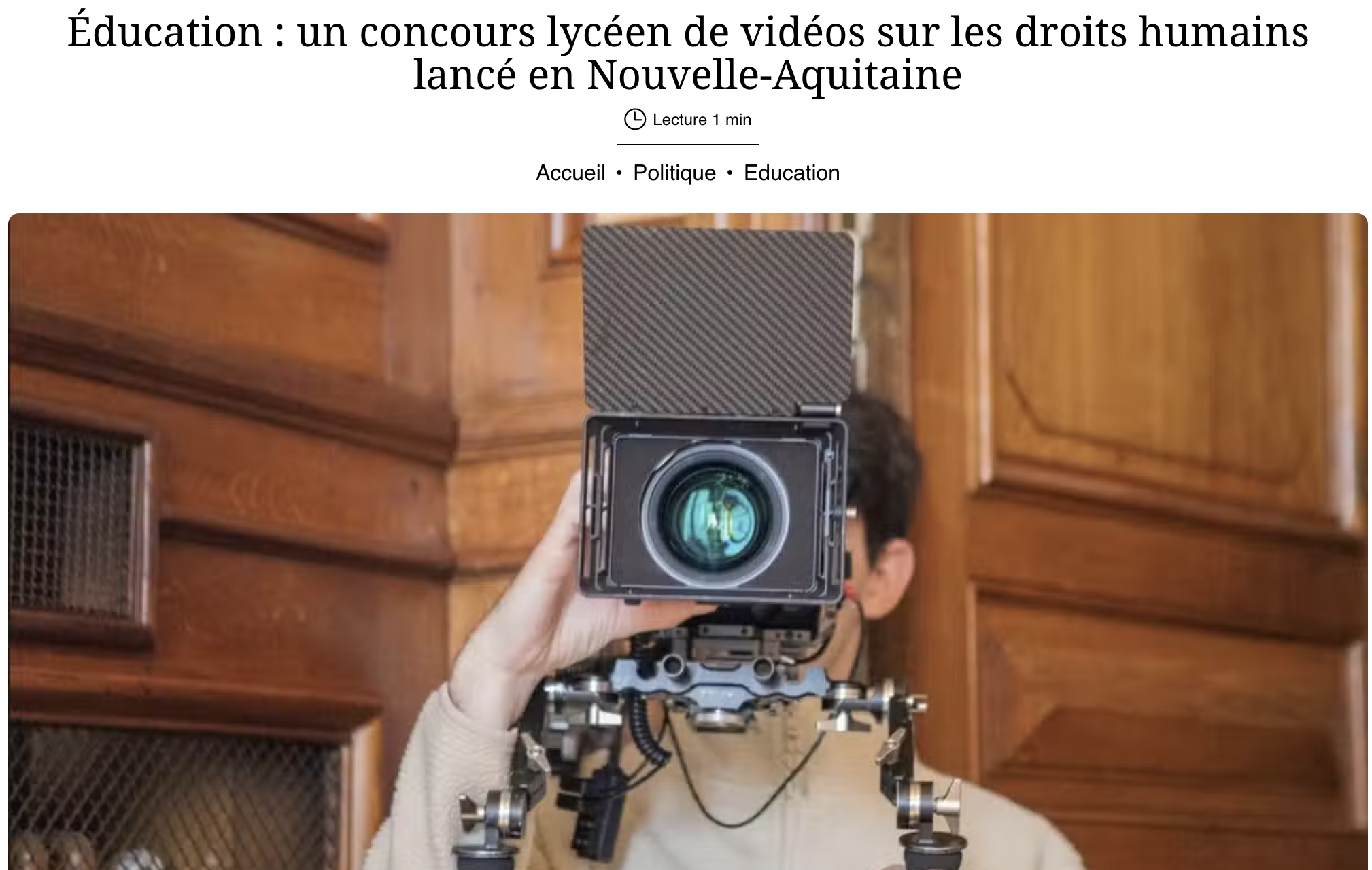 concours lycéen de vidéos sur les droits humains lancé en Nouvelle-Aquitaine