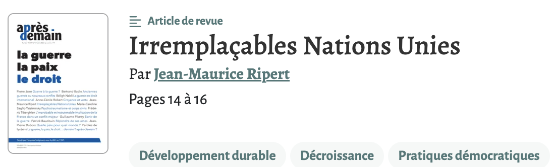 L&rsquo;AFNU dans la revue Après-demain